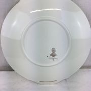 Round dish with white and gold handles made in France Digoin Sarreguemines