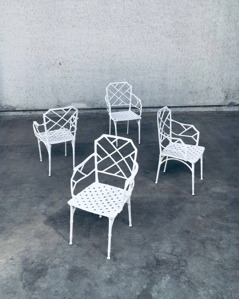 Calcutta Outdoor Armchair in Faux Bamboo by Hall Bradley for Brown Jordan, 1960s, Set of 4