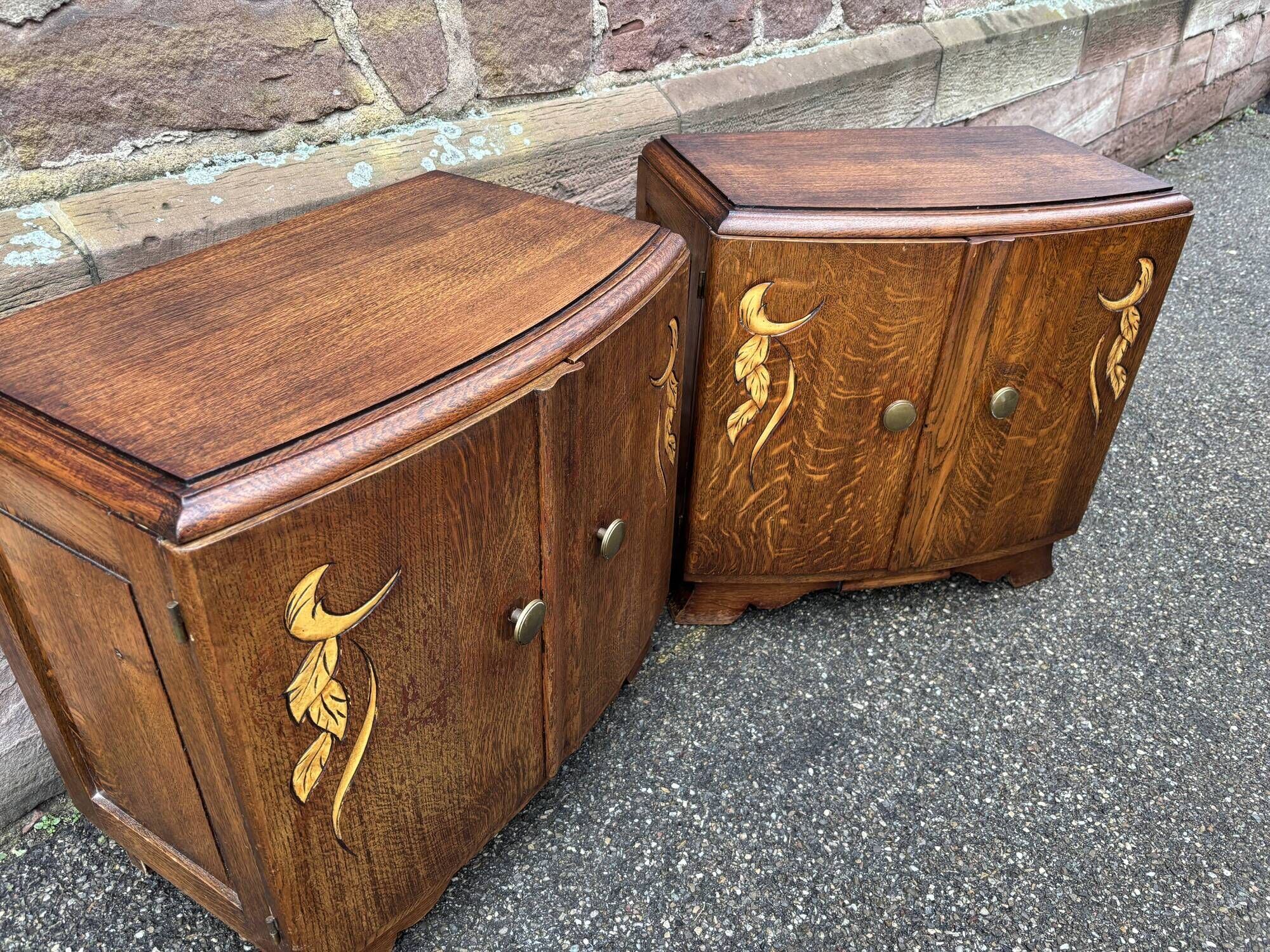Pair of vintage art deco bedside tables from the 1950s