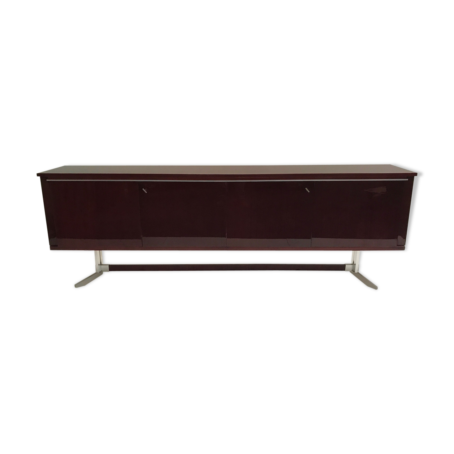 Belgian modernist long mahogany sideboard 1970s
