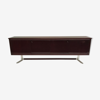 Belgian modernist long mahogany sideboard 1970s