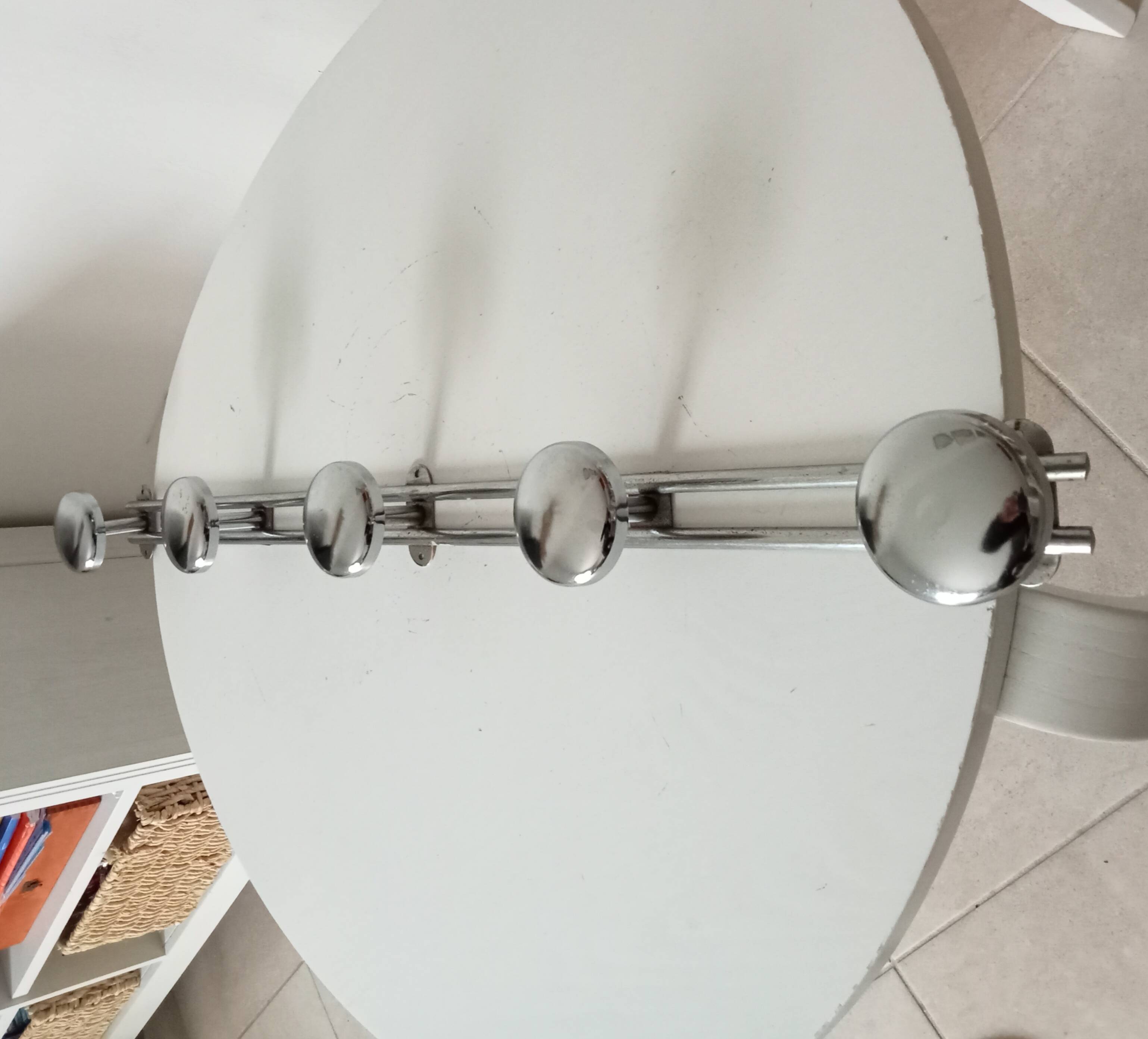 Vintage chrome wall-mounted coat rack from the 1970s