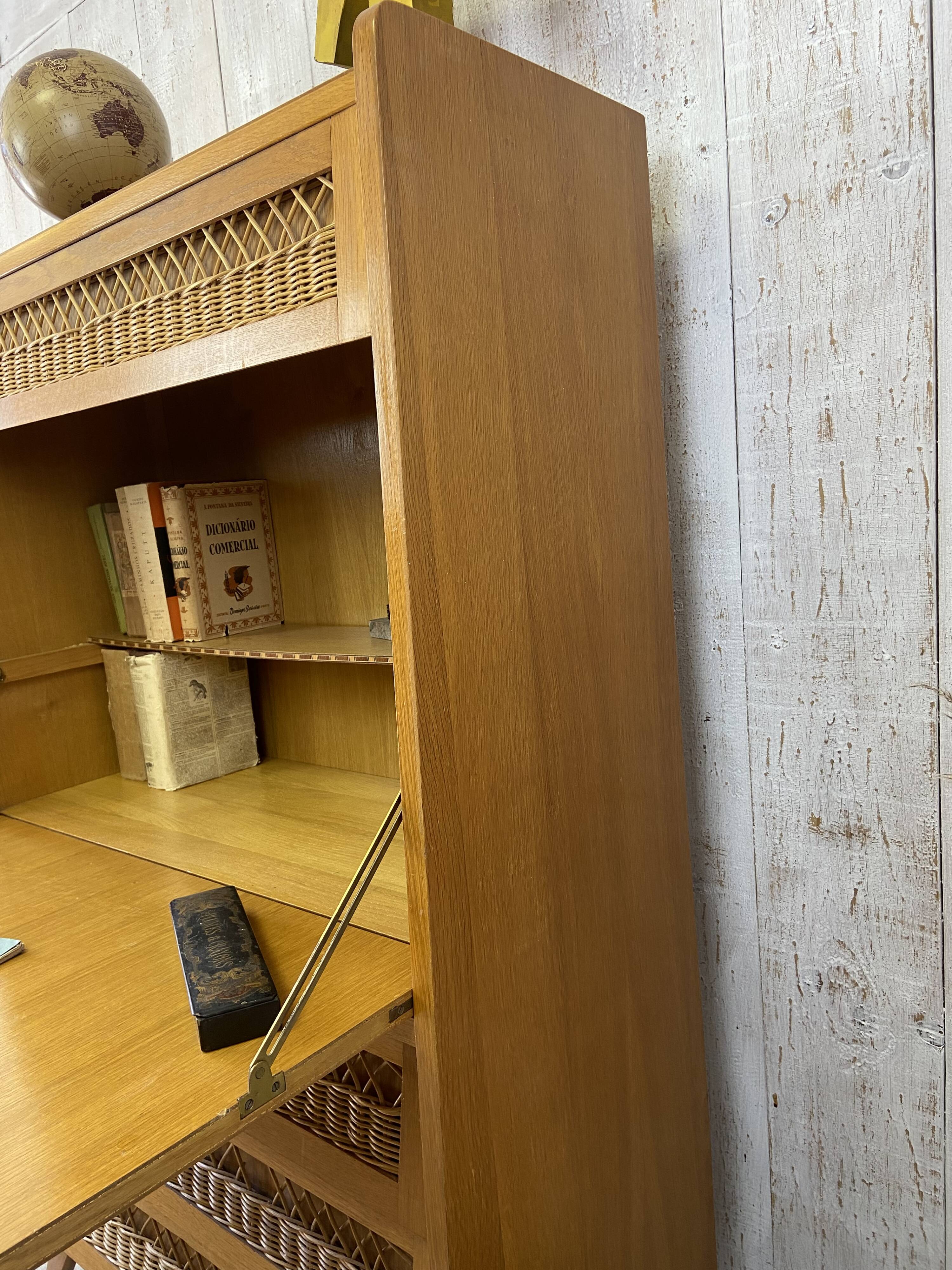 Vintage wood/wicker secretary