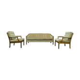 Ensemble de salon en teck scandinave et velours années 1960