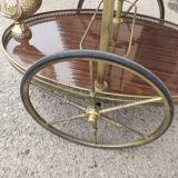 Double tray trolley in brass and formica