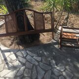 Headboard and bedside in rattan and canning