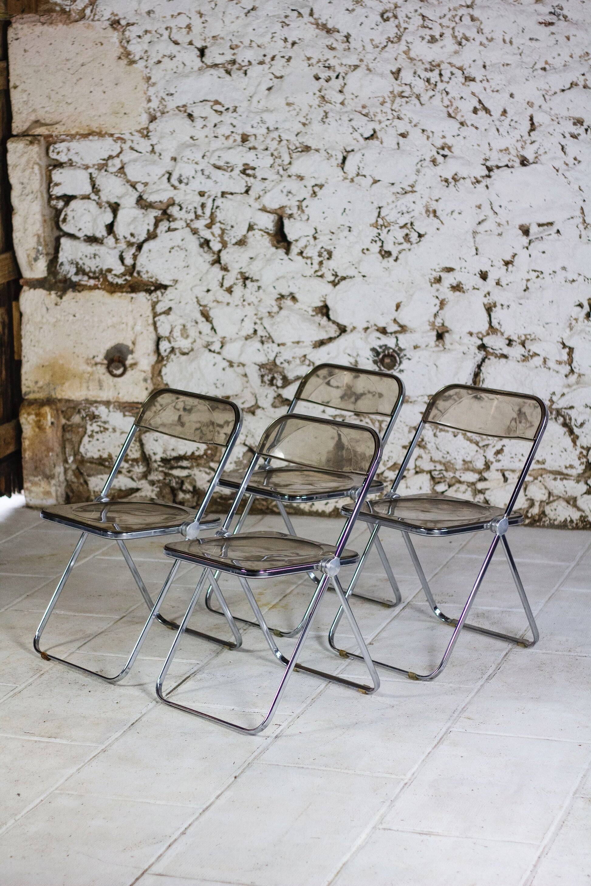 4 Plia chairs by Giancarlo Piretti for Castelli, 1970