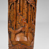 Asian carved wooden lounge lamp, mid-century