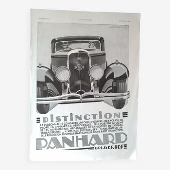 Une publicité papier  voiture Panhard  issue d'une revue d'époque 1931