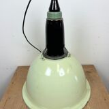 Industrial soviet light green enamel pendant lamp, 1960s