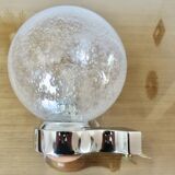 Italian wall lamp in chrome-plated brass, ceramic and bubbled glass 1970