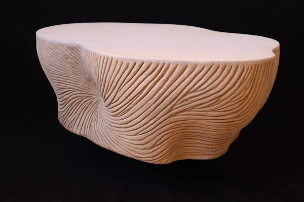 Spirale, table basse design effet pierre, création unique fait main