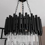 Modern designer chandelier in glass and metal