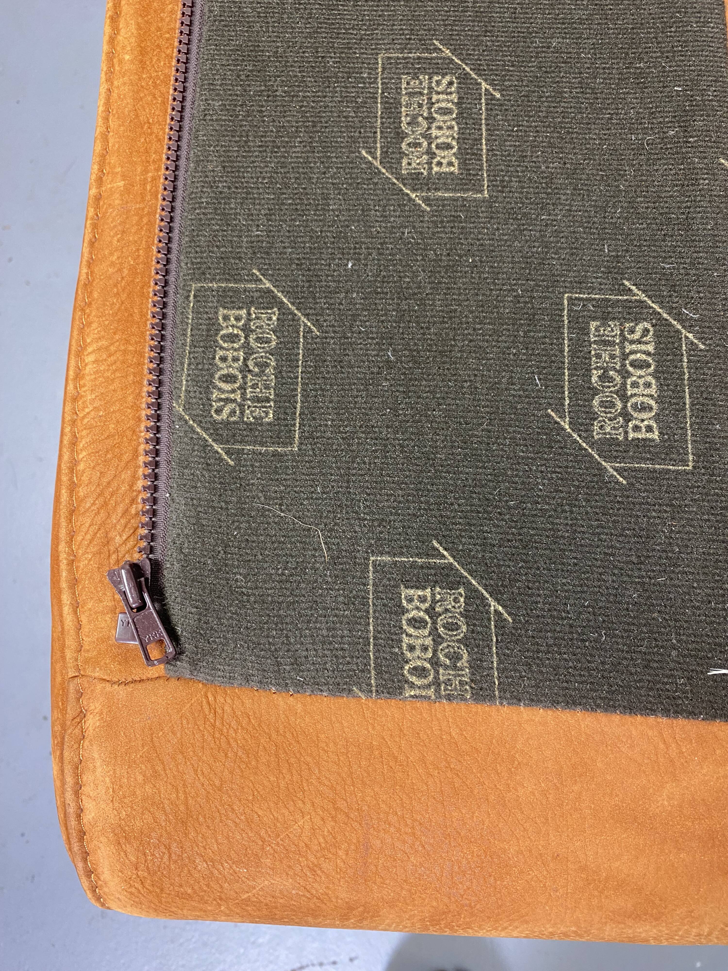 Roche-Bobois brown leather sofa