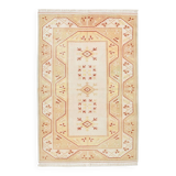 Tapis Kilim Vintage Oriental en Laine Fait Main,Beige,Pêche,Jaune 236x158Cm