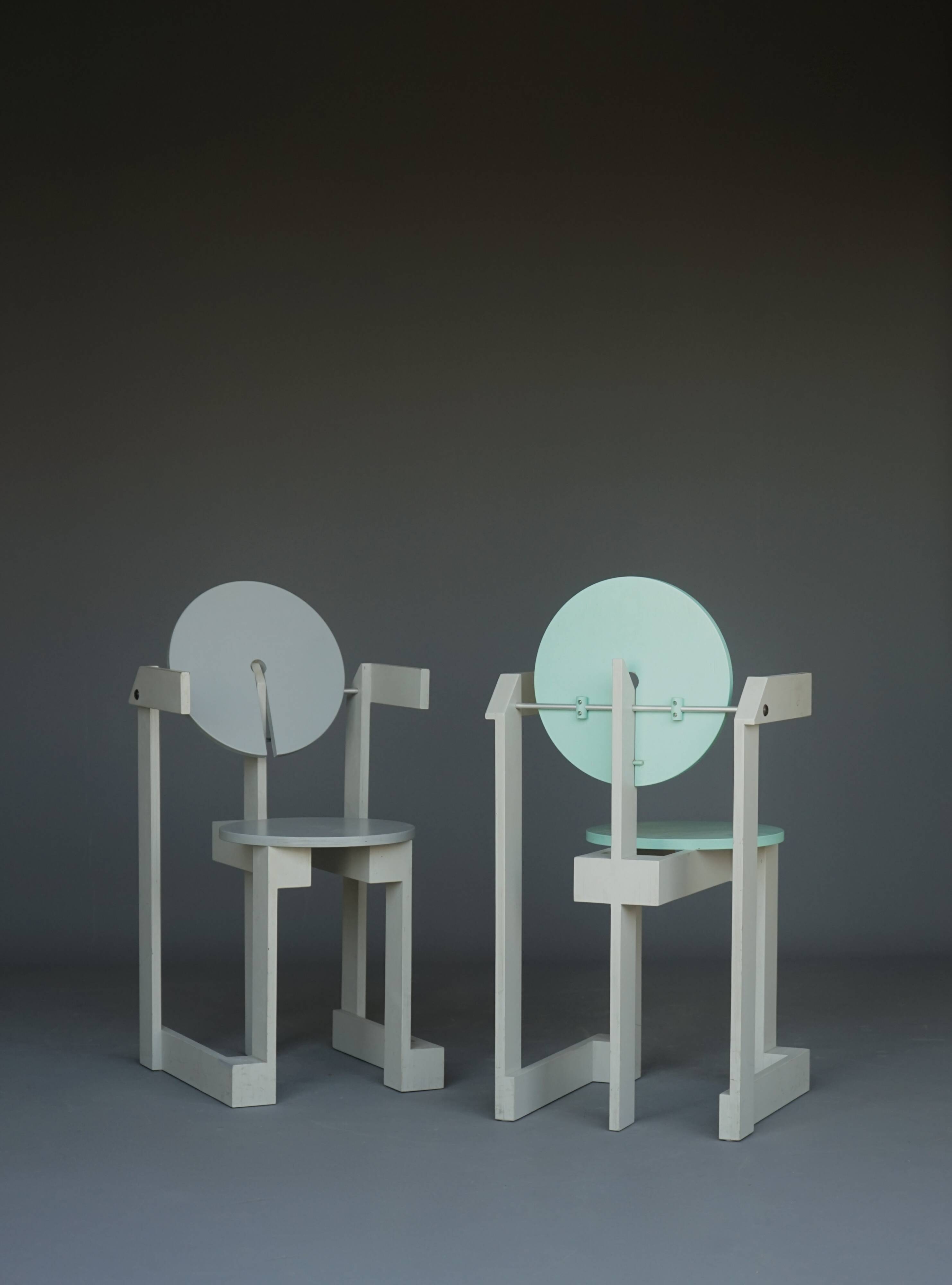 Rare pair of 'Plakhout' Side Chairs by Henk Lampe. 1979