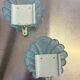 Pair of shell-shaped frosted blue Murano glass wall sconces, Italy, 1970s