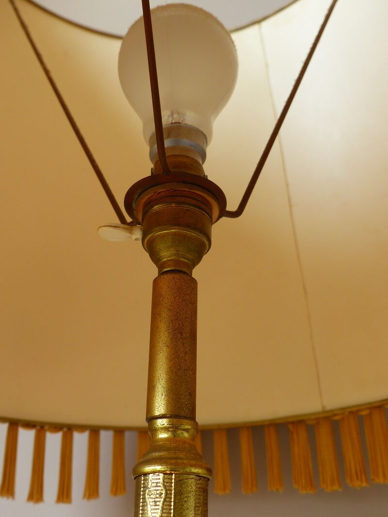 Lamppost in veined onyx and brass metal of the 1960s