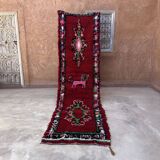 Red Boujad Moroccan rug - 337 x 93 cm