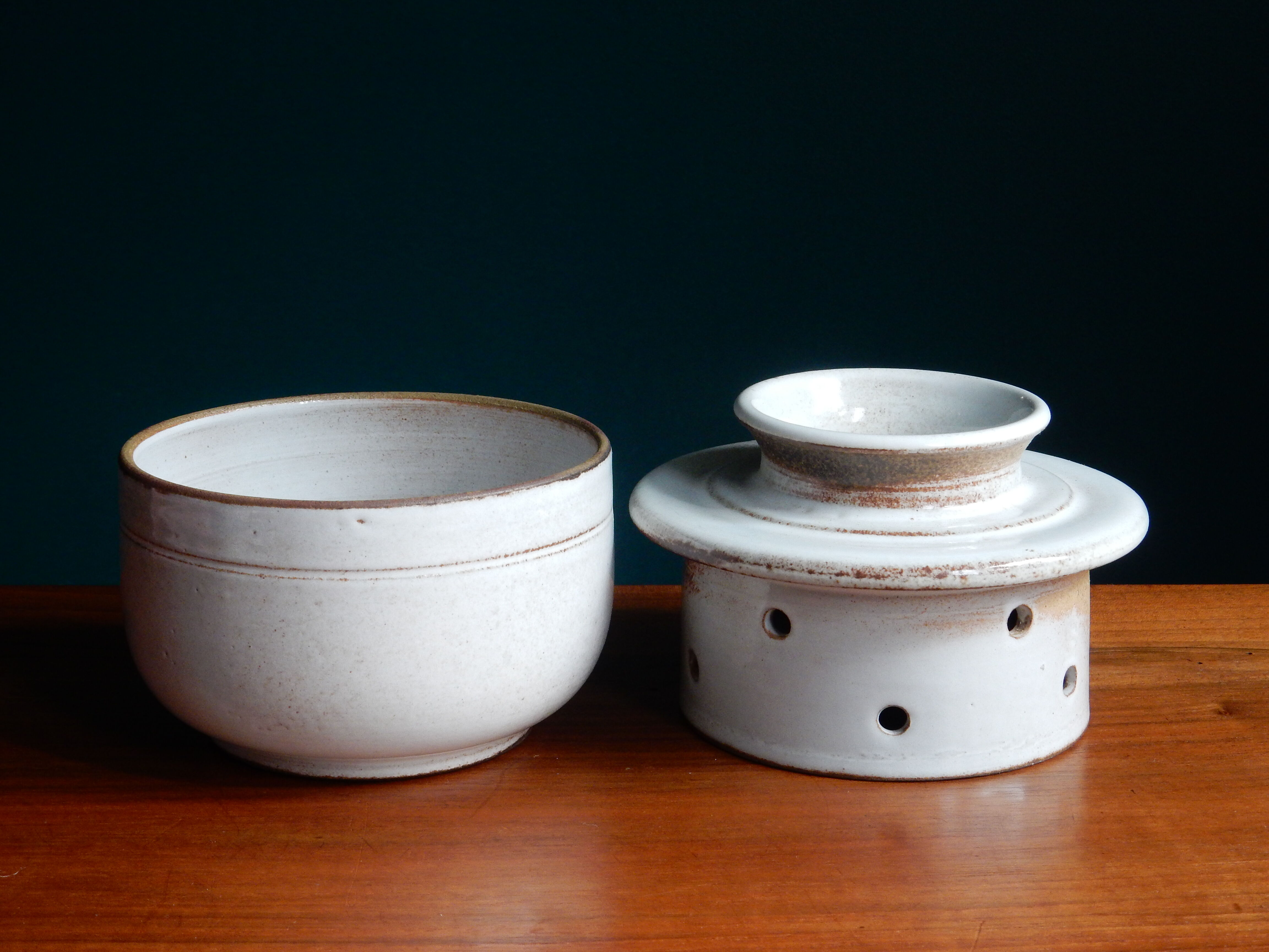 White stoneware butter dish