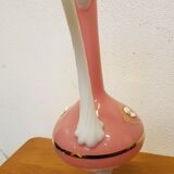 Aiguiere verre soufflé blanc et rose