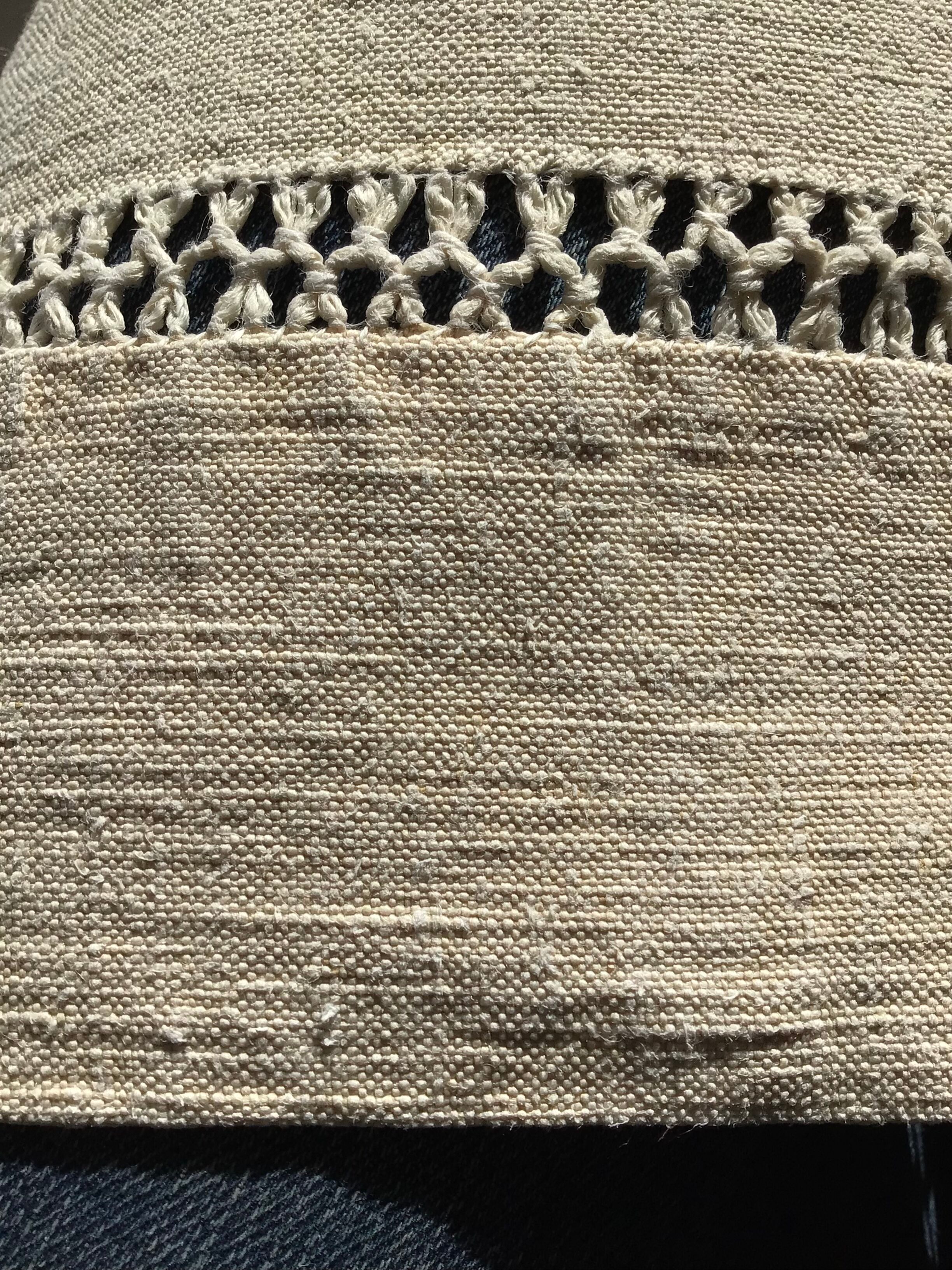 Hemp sheet embroidered MR very old seam central days crossed