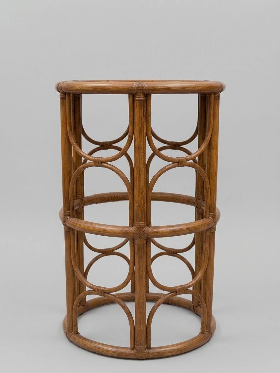 Vintage rattan and cane gueridon – 1970s