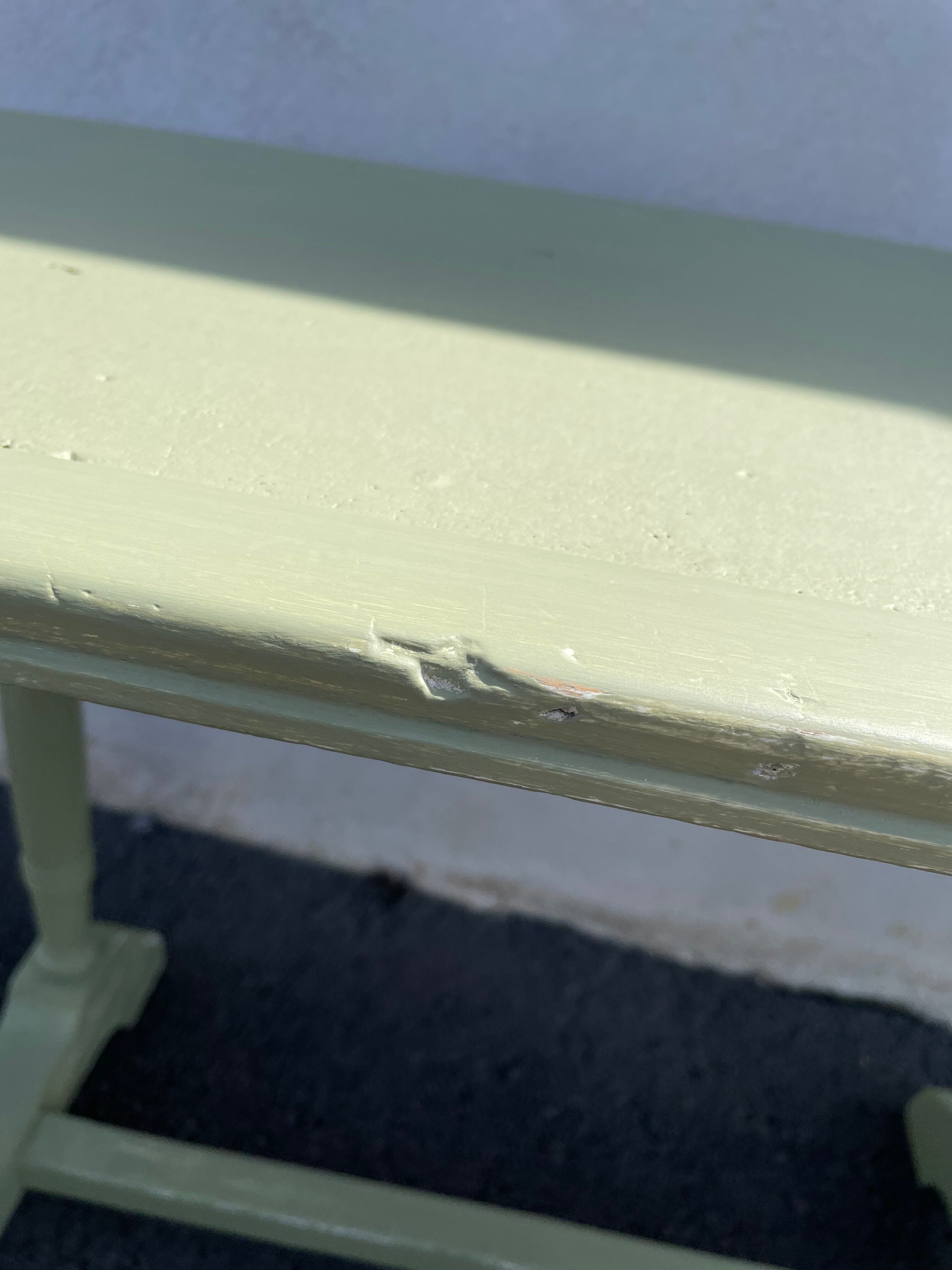 Patinated green baluster table