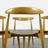 Chaises de salle à manger danoises « cœur » en hêtre et teck, FH4103, bz Hans J. Wegner pour Frity Hansen, années 1950