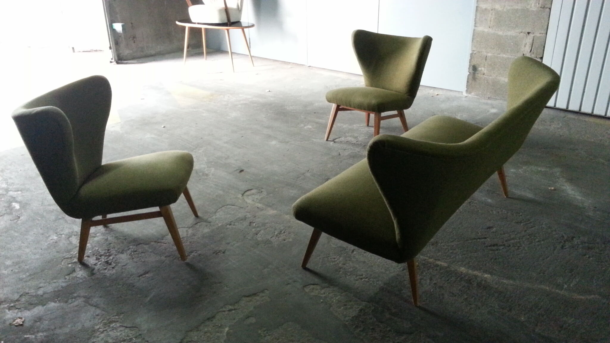 Sculptural sofa and 2 armchairs fifties sofa set