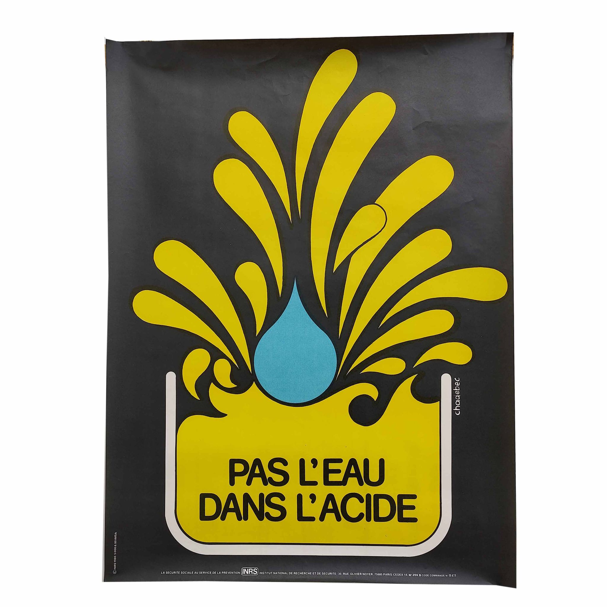Affiche vintage 1980 INRS Dessin Chadebec
