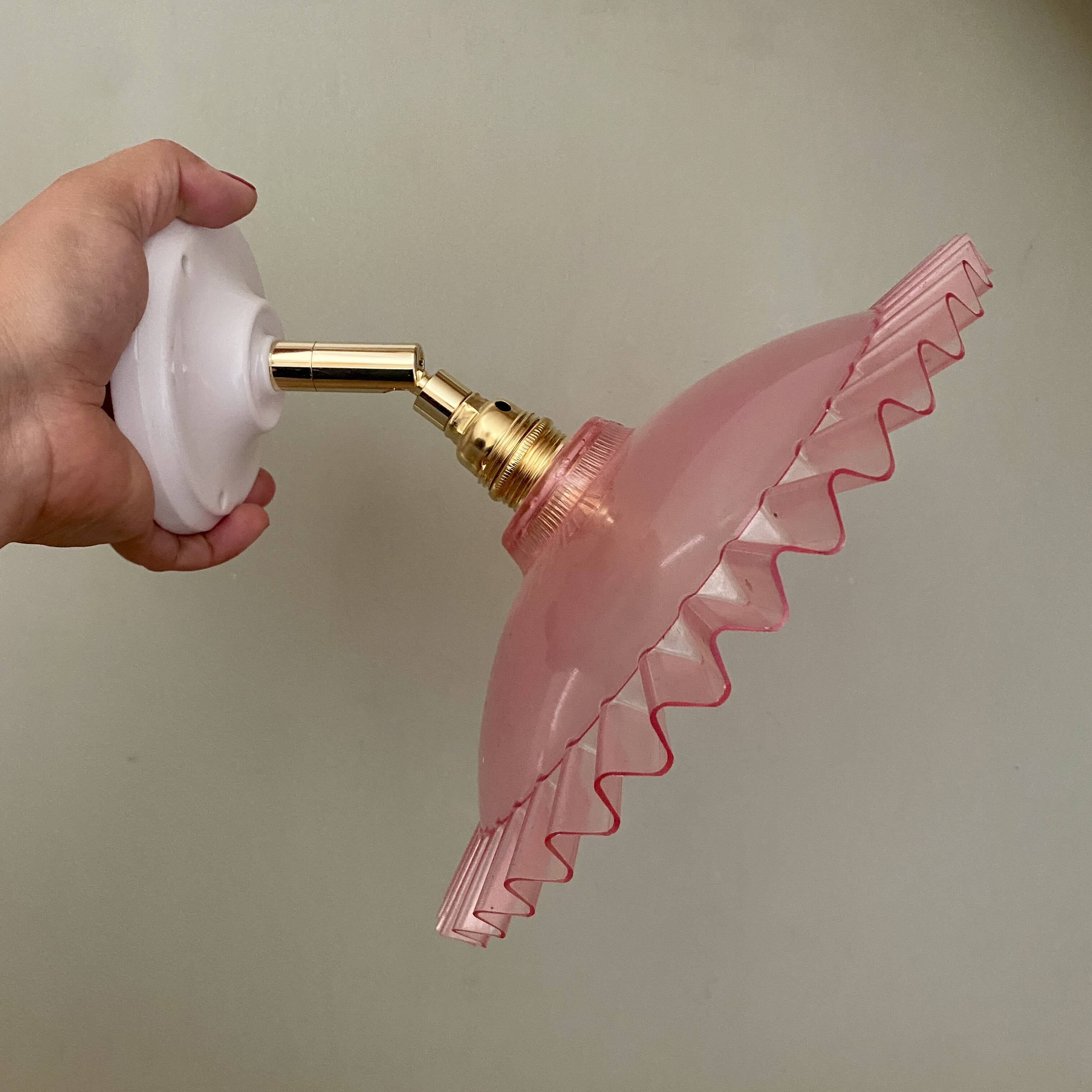 Vintage pink plastic lampshade wall light