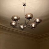 6-light chandelier  Sciolari, chrome and smoked glass