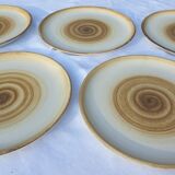 Set 5 plates longchamp 1970 spiral pattern diam24