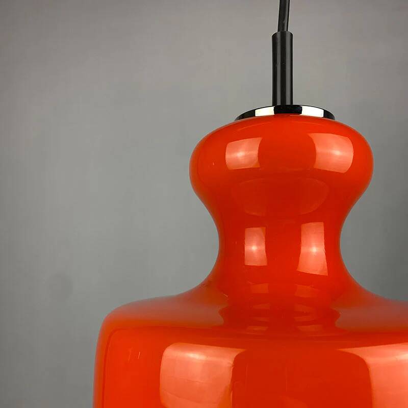 Bright orange glass pendant by Peill and Putzler 1960