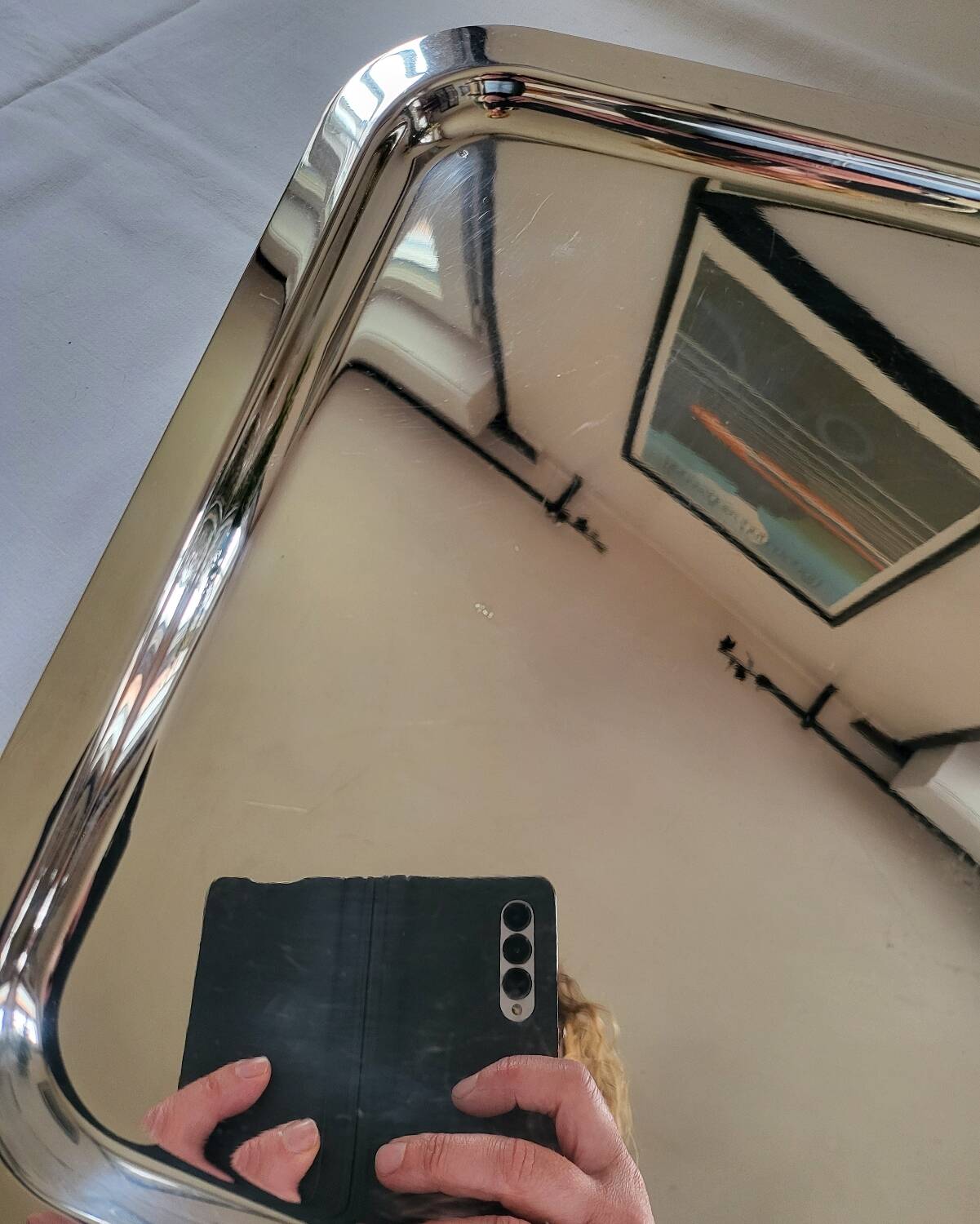 Large Silver Metal Serving Tray