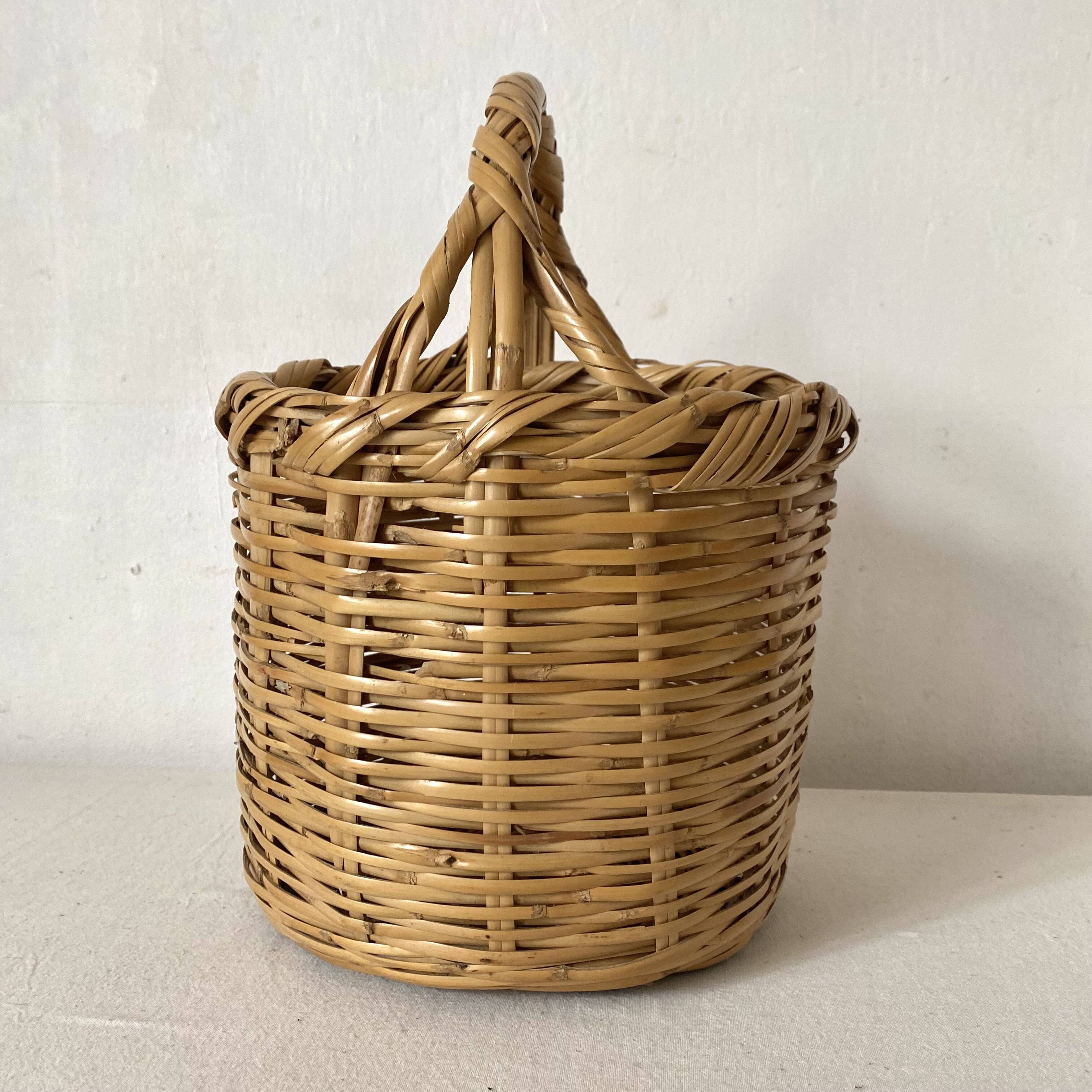 Panier rond vintage en osier
