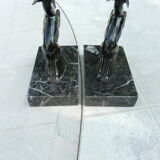 Pair of greenhouse book antelope in regulation on marble base