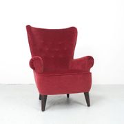 Artifort velvet red lounge chair by Theo Ruth, 1950's