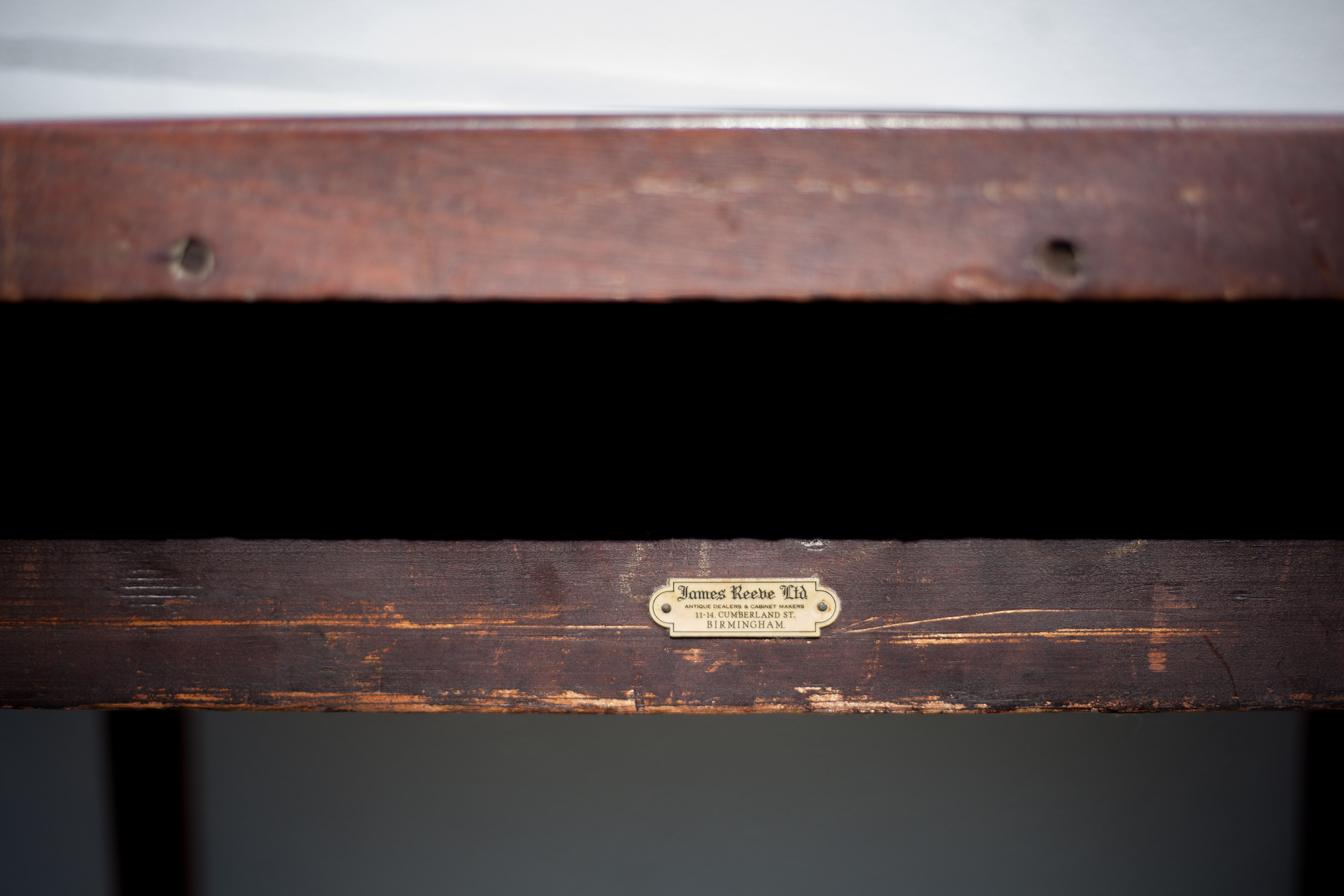 Wood console, marquetry, English furniture, James Reeve Ltd, wood furniture