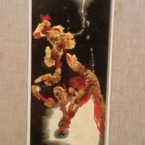 Abstract painting of a horse - gold leaf and enamel - Kocevar, 1970s