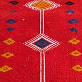 Hand-woven red carpet in natural wool 60x115cm