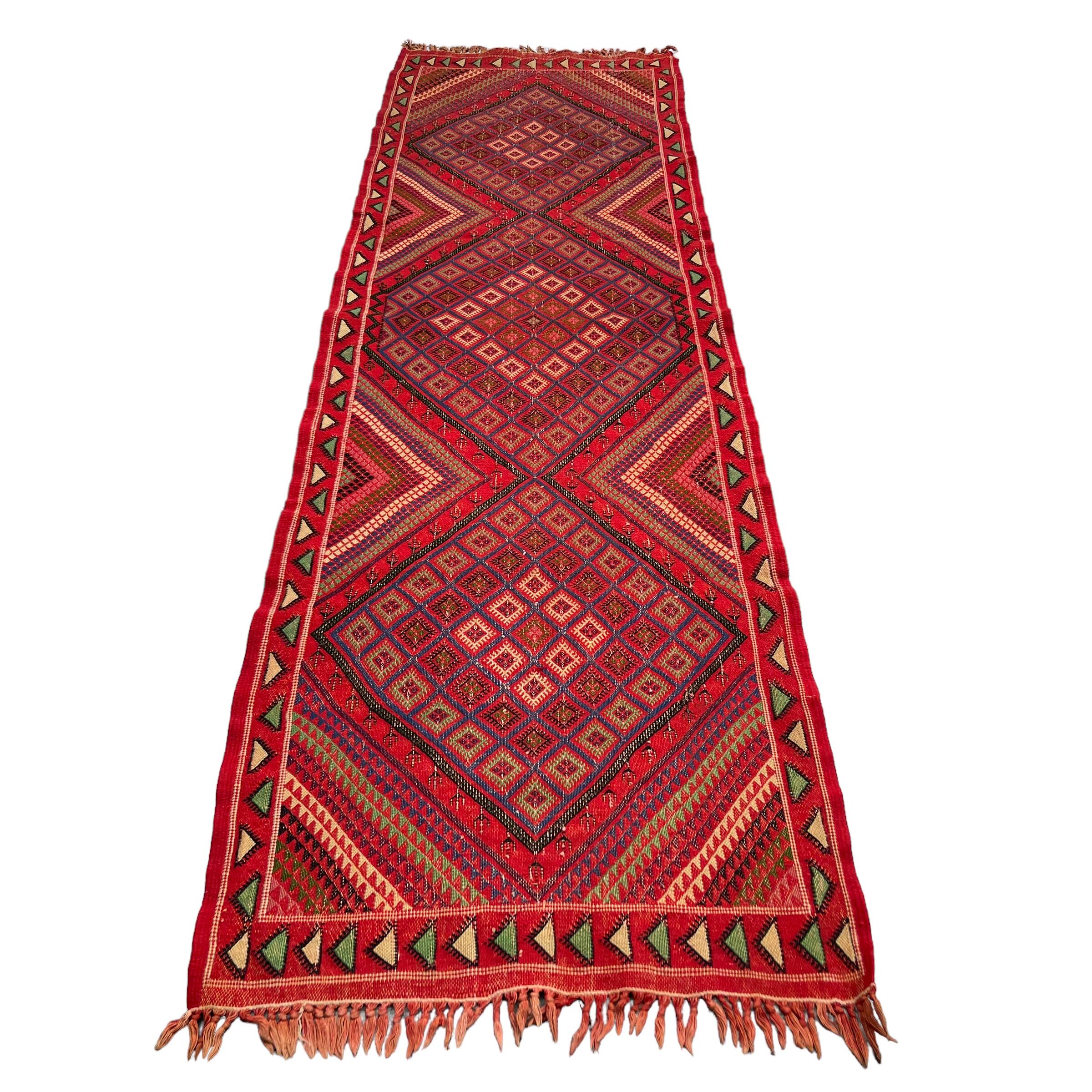 Vintage moroccan Kilim Runner , 295 x 86 cm
