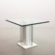 White Marble Italian Square Side Table with Glass Top and Lighting Option
