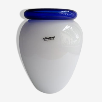 Murano glass vase Carlo Nason Mazzega handle higher cobalt