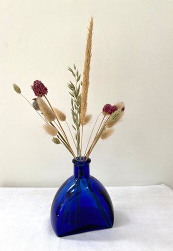 Vase vintage en verre bleu cobalt