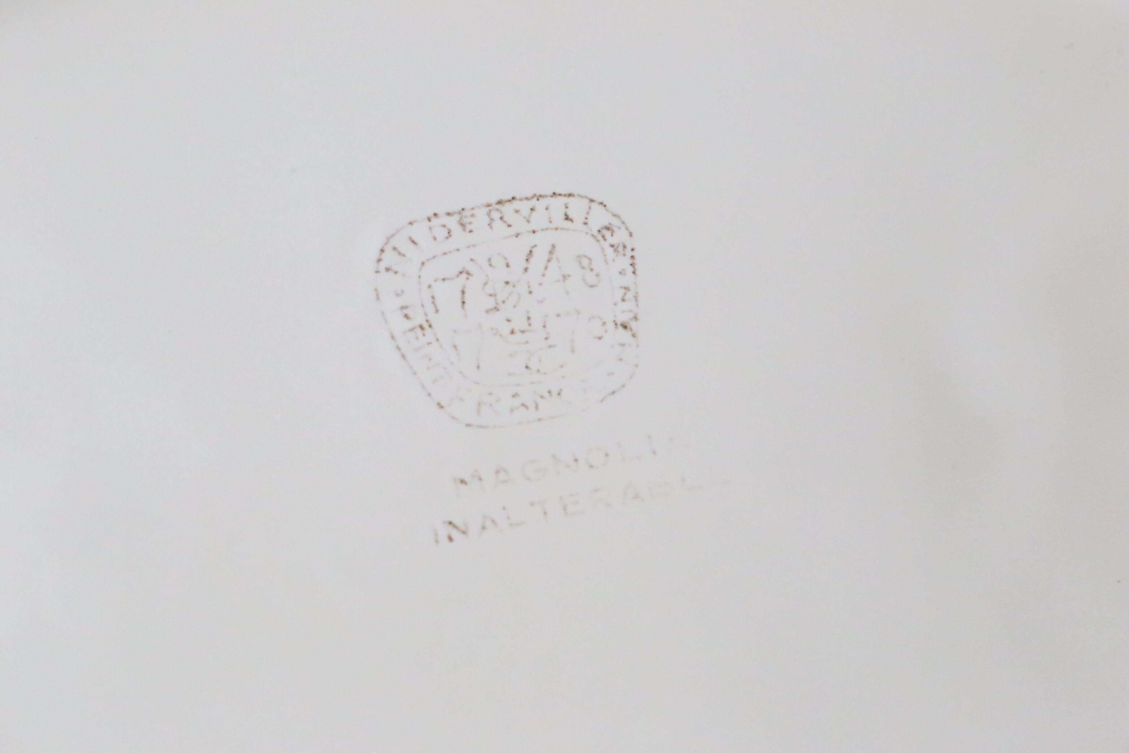 Octagonal dish Niderviller, Magnolia pattern, 1980, vintage
