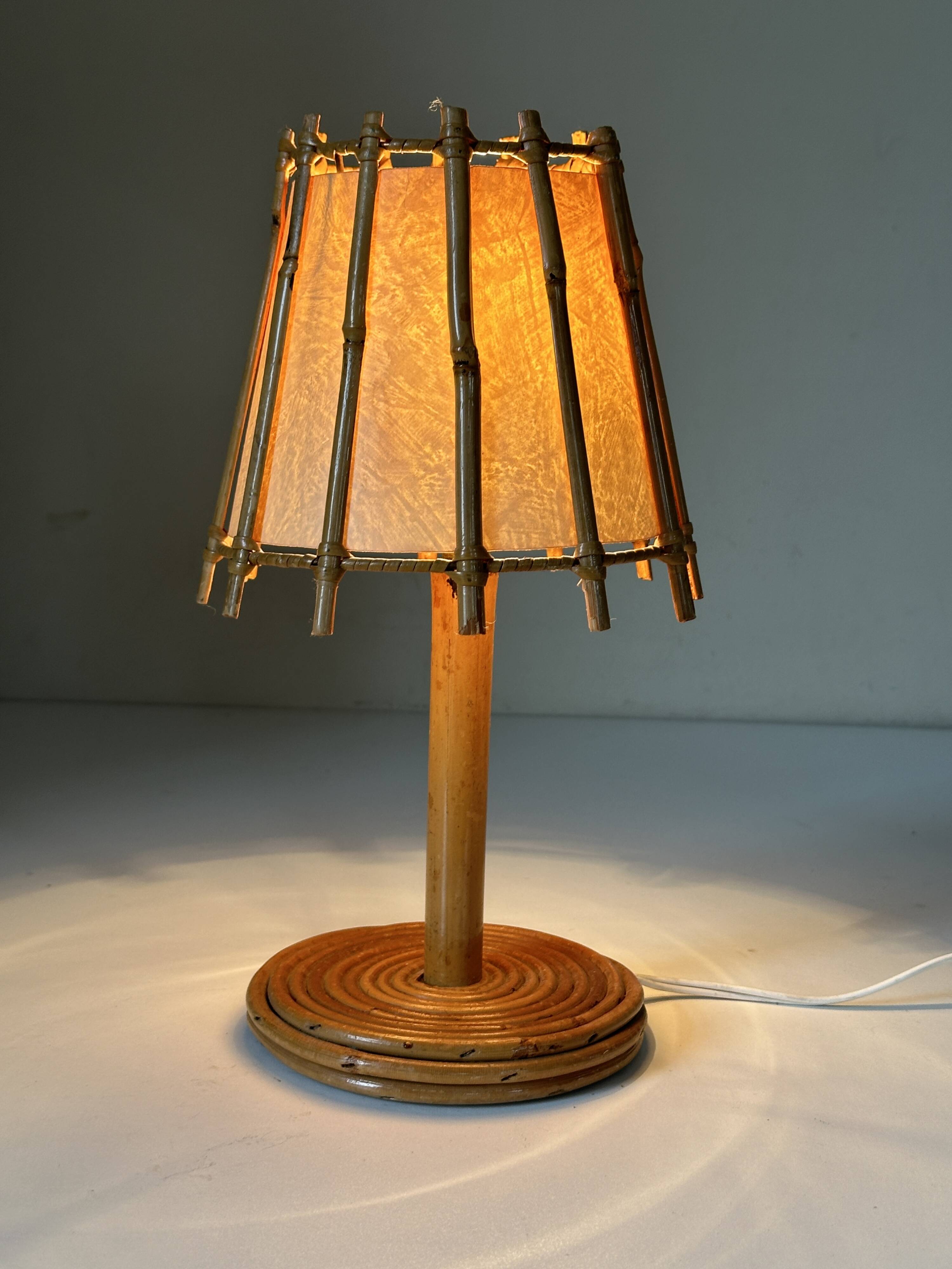 Vintage rattan lamp from the 60s
