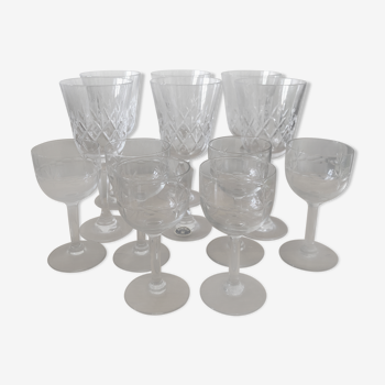 Lot de 12 verres en cristal