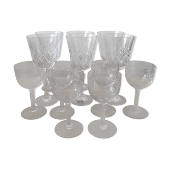 Lot de 12 verres en cristal